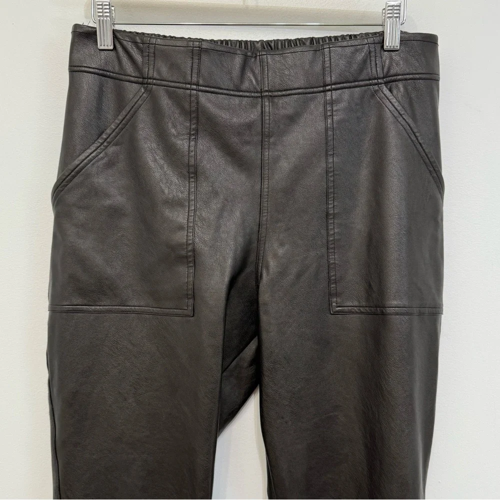 Spanx Black Faux Leather Like Joggers High Rise Pull On Women Size XL Shapewear